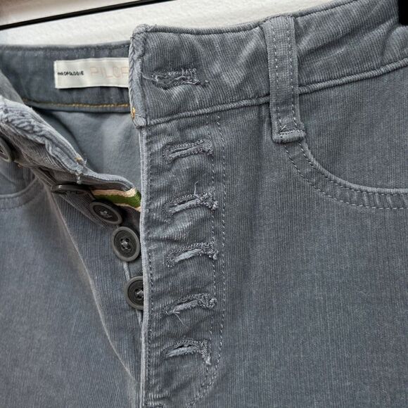 Pilcro Anthropologie High Rise Skinny Pants - 29 - Fine Corduroy Button Up Gray - Picture 7 of 16